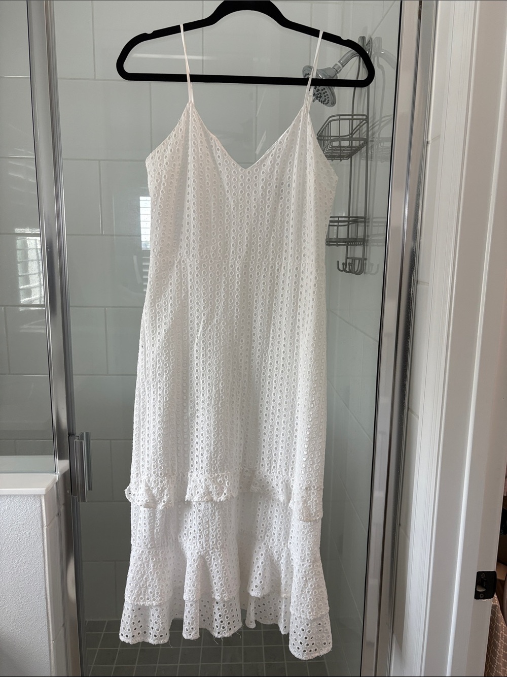 White Express Eyelet Midi Dress